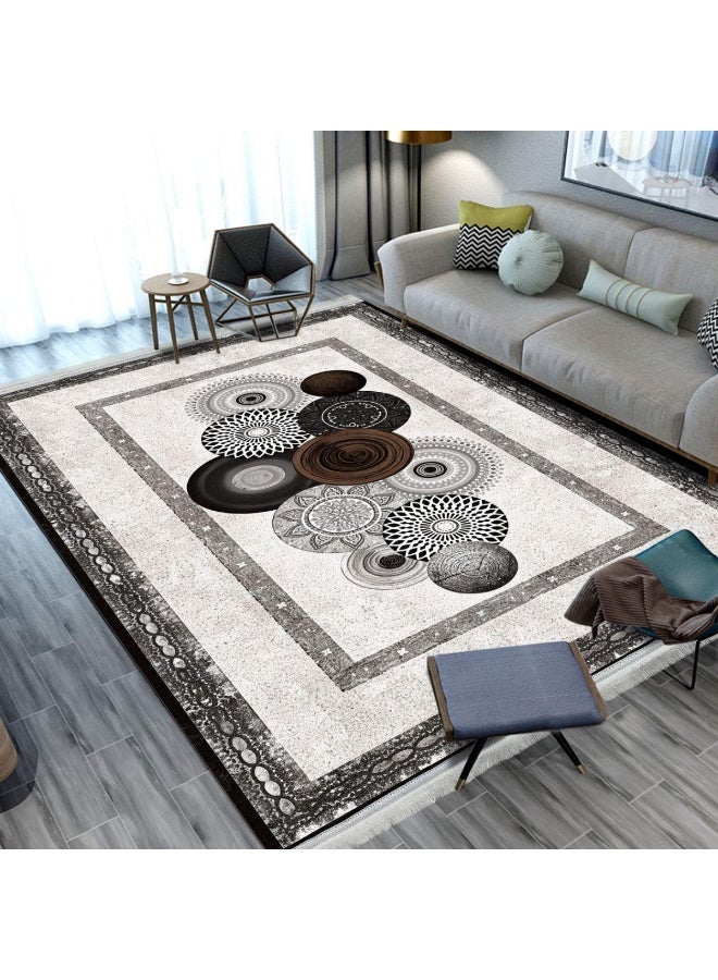SMART HOME Large padded floor mat with a soft velvet surface and non-slip backing - Living room rug - Majlis rug - Lounge rug - Luxurious decorative rug - Elegant rug with modern patterns for living rooms and majlis - Size 350x250 cm - Suitable for everyday use and entertaining - Image 4